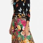 Johnny Was  Sandra Multicolor Butterflies Floral Tiered V-Neck Dress 3/4 Sleeve S Photo 4