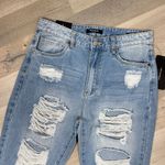 American Bazi Hollywood Graffiti Distressed Boyfriend Jeans Blue Large Photo 3