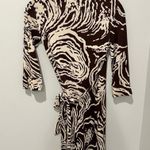 Diane Von Furstenberg  Julian Silk Wrap Dress in Brown & Cream Abstract - size 2 Photo 4