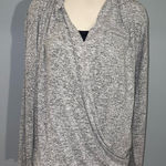 Gibson  heather Gray Knit Wrap Top sweater shirt woman’s medium Photo 0