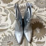 Metallic Silver Cowboy Boots Western Ankle Booties 6.5 6 1/2 Photo 3