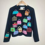 Vintage Michael Simon Lite Cardigan Size M‎ Black Embroidered Purses Size M Photo 0