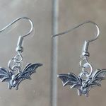 Handmade Vintage Gothic Silver Bat earrings , Y2K Grunge Boho drop and dangle earrings Photo 0