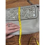 Liz Claiborne Silver Embellished Flowers Purse Silver Hardware Faux Leather y2k Photo 3