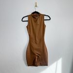 SKIMS | All-in-One Shine Mock Neck Mid-Thigh Onesie Romper Shapewear in Cocoa Photo 2