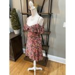 byTimo Floral Ruffle Cold Shoulder Mini Dress Dahlia Floral Womens Small Pink Photo 5