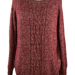 Laura Scott  Size XL Sweater Red Gold Thread Cable Knit Crew Neck Long Sleeves Photo 0