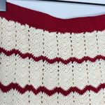 Handmade Vintage Crocheted Skirt Sz M Boho Holiday Red White Stripe Holiday Knit Photo 2