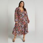 NWT Showpo Henny Midi Long Sleeve Split Dress in Dusk Floral Size 14 Pink Photo 7