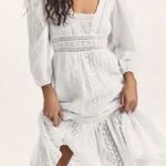 Love Shack Fancy Womens Garrison Dress White Lacy Midi Ruffle Eyelet NWT $495 Photo 0