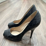 Giuseppe Zanotti  Design Shoes‎ Womens Sz 37.5 Black Leather Snake Peep Toe Heel Photo 0