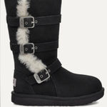 UGG  Maddi II buckle up black boot with cream fluff and zipper Photo 0