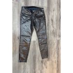 ZARA  Women Metallic‎ Bronze Skinny Pants Zipper Detail Biker Moto Style Photo 1