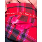 Victoria's Secret  Plaid Flannel Pajama Set Long Sleeve Pants Red Purple Sparkle Photo 7