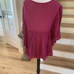 Japna Flowy Maroon Hippie Top Embroidered Top Batwing Shirt Womens M Earthy Photo 7