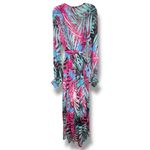 ACEVOG Floral Tropical Sheer Maxi Long Sleeve Dress XXL Blue Photo 4