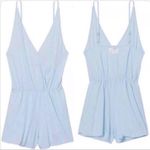 PINK - Victoria's Secret Victoria's Secret PINK Women’s Light Blue Sleeveless Faux Wrap Casual Romper Photo 1