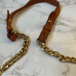 Badgley Mischka Quilted Brown Leather Shoulder Bag Flap Medium Sized Gold Chain Photo 3