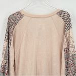 Faux wrap blouse M waffle knit patchwork side tie boho long sleeve cottage NEW Size M Photo 4