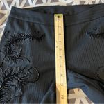 EXPRESS Vintage Stretch Wool Blend Beaded Embroidered Feathers Black Trousers Photo 9