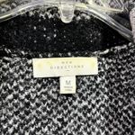 New Directions Cardigan Sweater Women Medium Black White Plaid Knit Stretch Cozy Photo 2