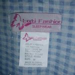 Tati Fashion M Blue Checked Snap Front Short Sleeved Pocketed House Coat Size M Photo 5