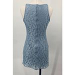 Vintage 90s Jessica McClintock Floral Lace Mini Dress High Neck Powder Blue Size 0 Photo 3