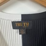 TRUTH Top Womens L Black White Button Down Short Sleeve Cardigan Minimal Modest Size L Photo 3
