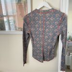 Natural Life Reagan Thermal Henley Long Sleeve Tee Top in Slate Floral Blooms Photo 6