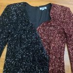 EXPRESS Edition  Womens Medium Dress Sequin Party Cocktail Long‎ Sleeve V-Neck Photo 1