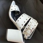 Rebecca Minkoff Designer WHITE Grommet Chunky Block Heels 5 or 6 Photo 3