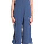 Cotton Emporium Blue Deep V Sleeveless Wide Leg Jumpsuit Photo 0