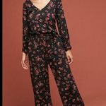 Velvet By Graham & Spencer Freddy Black Red Floral Long Sleeve Cropped Jumpsuit Photo 0