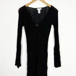 l*space L* Wailea Cover Up Size Medium Black Ribbed Knit Semi Sheer Long Sleeves Photo 2