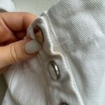 Lovers + Friends  Puff Sleeve Snap Button Front Crop Top White Denim Top Size XS Photo 3