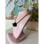 Topshop Black Onyx Raw Crystal Rock Pendant Gold Tone Chain Statement Necklace Photo 3