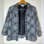 Christopher & Banks  gray plaid open front blazer jacket size large Photo 1