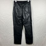 Abercrombie & Fitch Abercrombie & Fitch Black Faux Leather The Ankle Straight High Rise Pants Photo 3