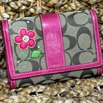 Coach  Signature Monogram Pink & Brown Wallet Photo 1