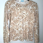 J. McLaughlin  Sweater Cotton Blend Button Sleeve Light Brown Animal Print Sz S C Photo 0