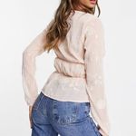 ASOS sheer embroidered tie front blouse Photo 1