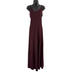 Birdy Grey  Jay Cabernet Stretch Crepe Front Slit Long Dress Maroon- Size Small Photo 2