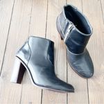 Tibi  Black Block Heel Leather Zip Ankle Booties Photo 1
