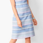 Talbots  stripe tweed sleeveless shift dress blue pink size‎ 2 Photo 0