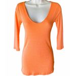 Michael Stars Stretchy Orange V-Neck 3/4 Sleeve Women's Top ~ One Size Fits Most Photo 1