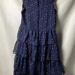 J.Crew 100% SILK WO DRESS SIZE 0 FLOUNCY RUFFLED DRESS NAVY WITH COLORED… Photo 12