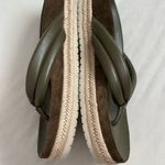 Vince Woven Boho Chic Green & Beige Leather Espadrille Sandal Thong Platform Photo 2