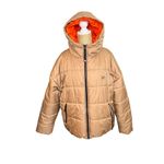 Nike  Therma Fit Hooded Puffer Jacket Beige Orange L‎ Women's Winter Photo 1