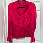 Jones New York  Signature Red 100% Silk Button Front Blouse XL Photo 5
