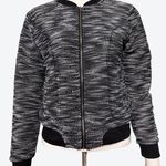 Almost Famous Black White Knit Zip Front Crew Neck Bomber Jacket Size Large Photo 1